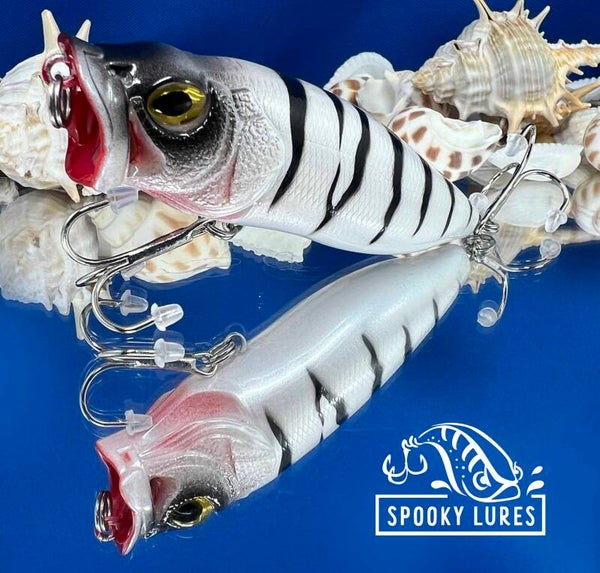Vented Popper - Metallic white with black perch stripes