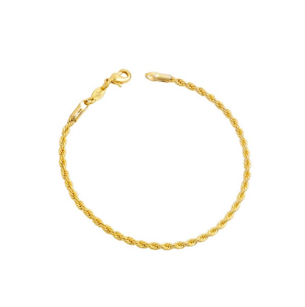 Bracelet cordon Baiano 2 mm 19 cm plaqué or 18 carats