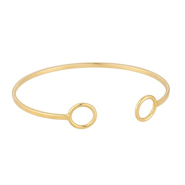 Bracelet ouvert avec cercles creux, plaqué or 18 carats