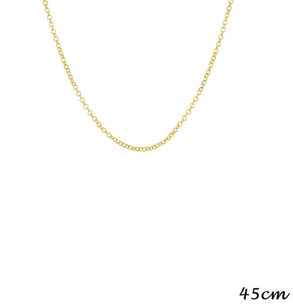 Chaîne à maillons portugais de 2 mm, plaquée or 18 carats,