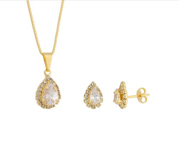 Parure de boucles d'oreilles en plaqué or 18 carats