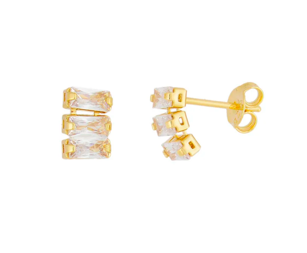 Boucles d'oreilles Carré en zircone, plaquées or 18 carats