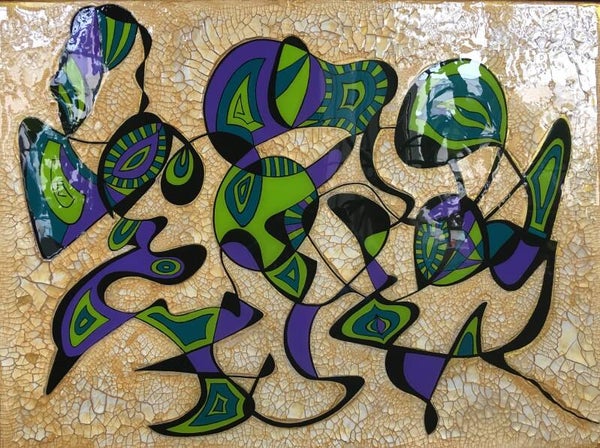 Canvas Acryl/cracker paste/ resin 60 x 80 cm (SOLD)