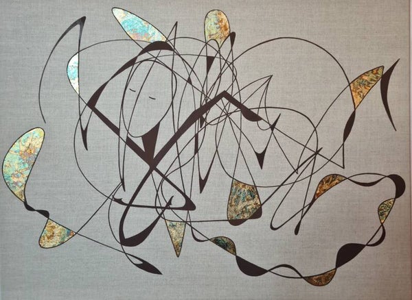 Natural canvas  Acryl / metal flakes 60 x 80 cm