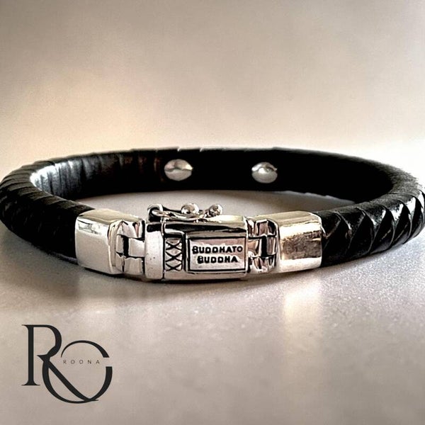 Buddha to Buddha leren armband met sterling zilver – 19 cm – preloved
