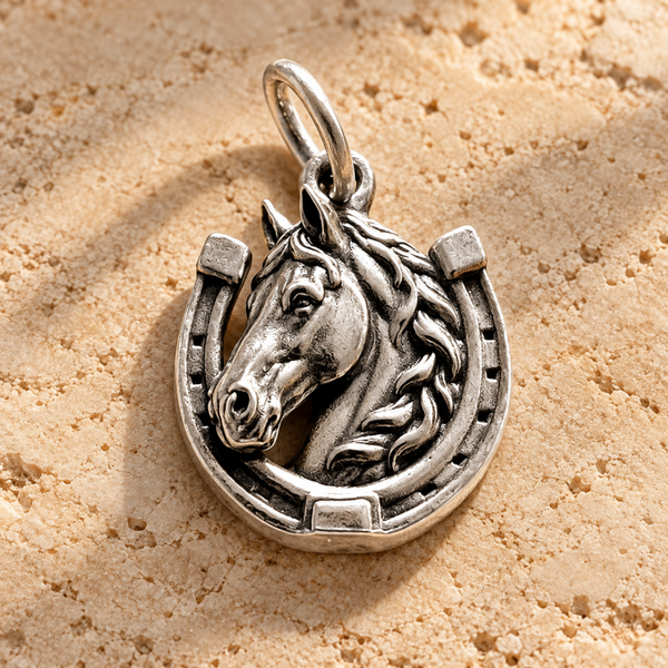 Zilveren paardenhanger met hoefijzer – handgemaakt van 925 sterling zilver