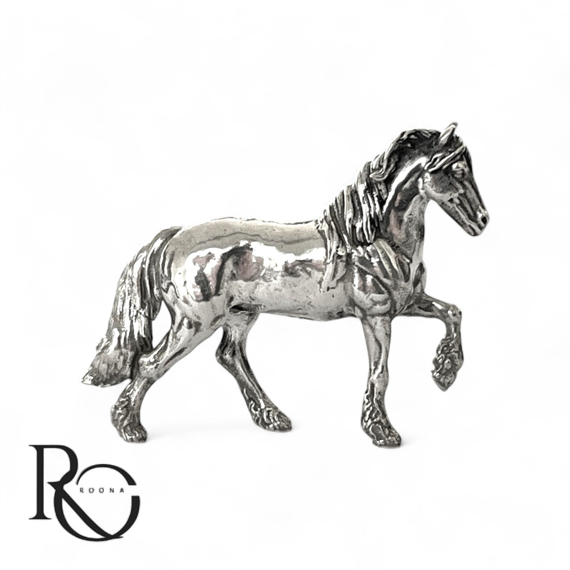 Zilveren Fries Paard miniatuur – 925 Sterling Zilver – Handgemaakt Collectors Item