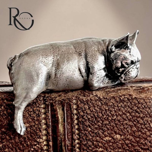 Handgegoten Zilveren Miniatuur Franse Bulldog 925 Zilver – Hondenbeeldje