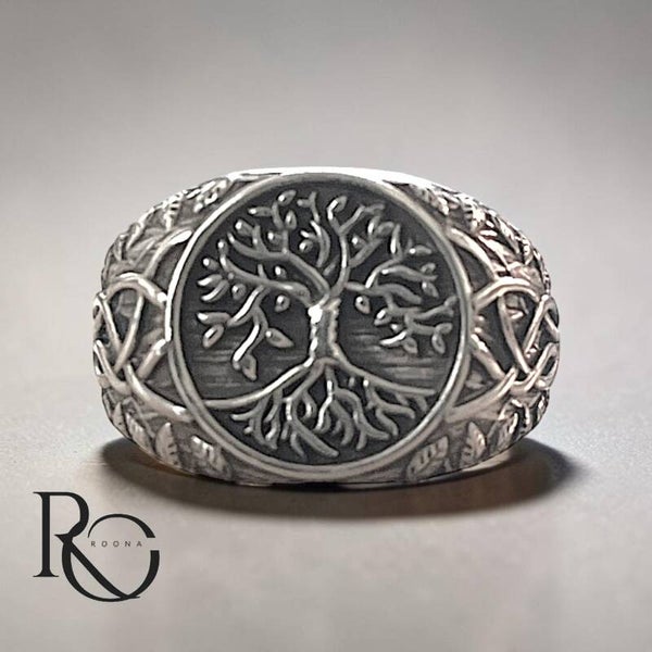 Handgegoten Tree of Life Ring 925 Sterling Zilver – Levensboom Ring