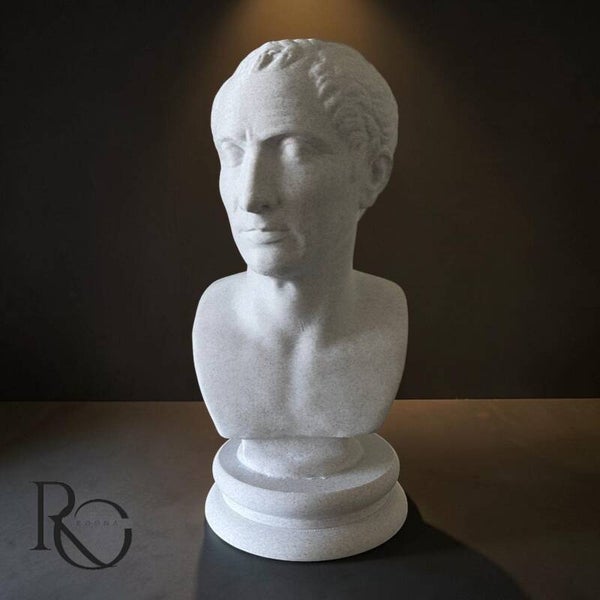 Julius Caesar Buste – Klassieke Romeinse Sculptuur – Marble Look Beeld – 24 cm