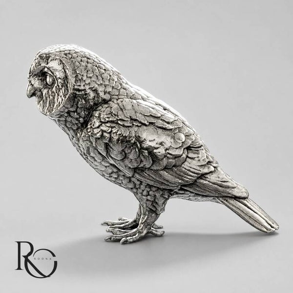 Miniatuur Uil – handgemaakt beeldje van 925 zilver