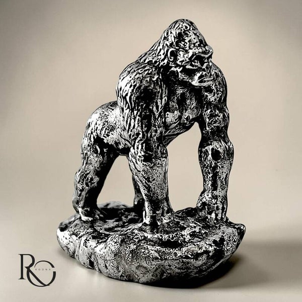 Zilveren gorilla miniatuur – handgemaakt beeldje van 925 sterling zilver