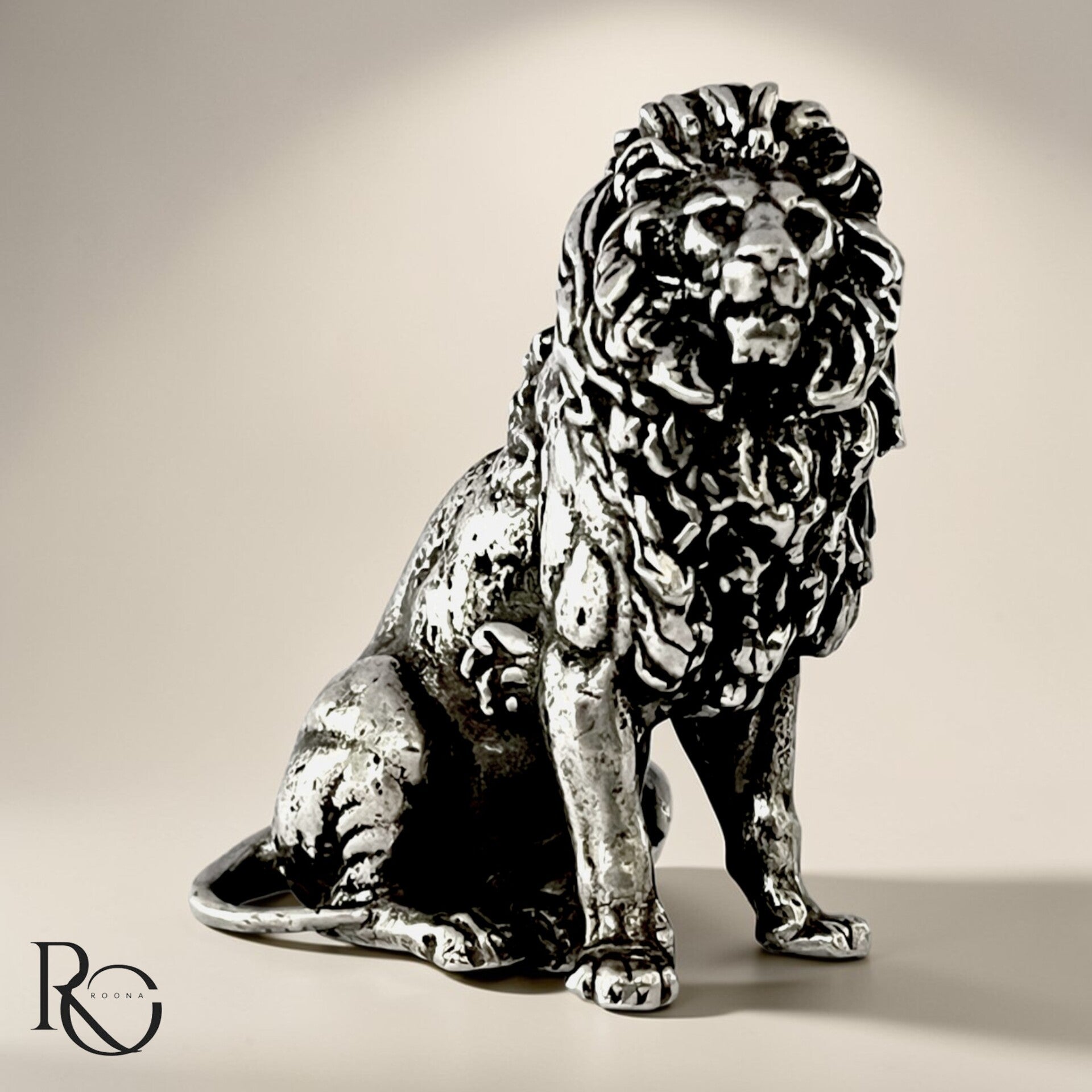 Massief Zilveren Leeuw Miniatuur Handgemaakt 925 Sterling Zilver