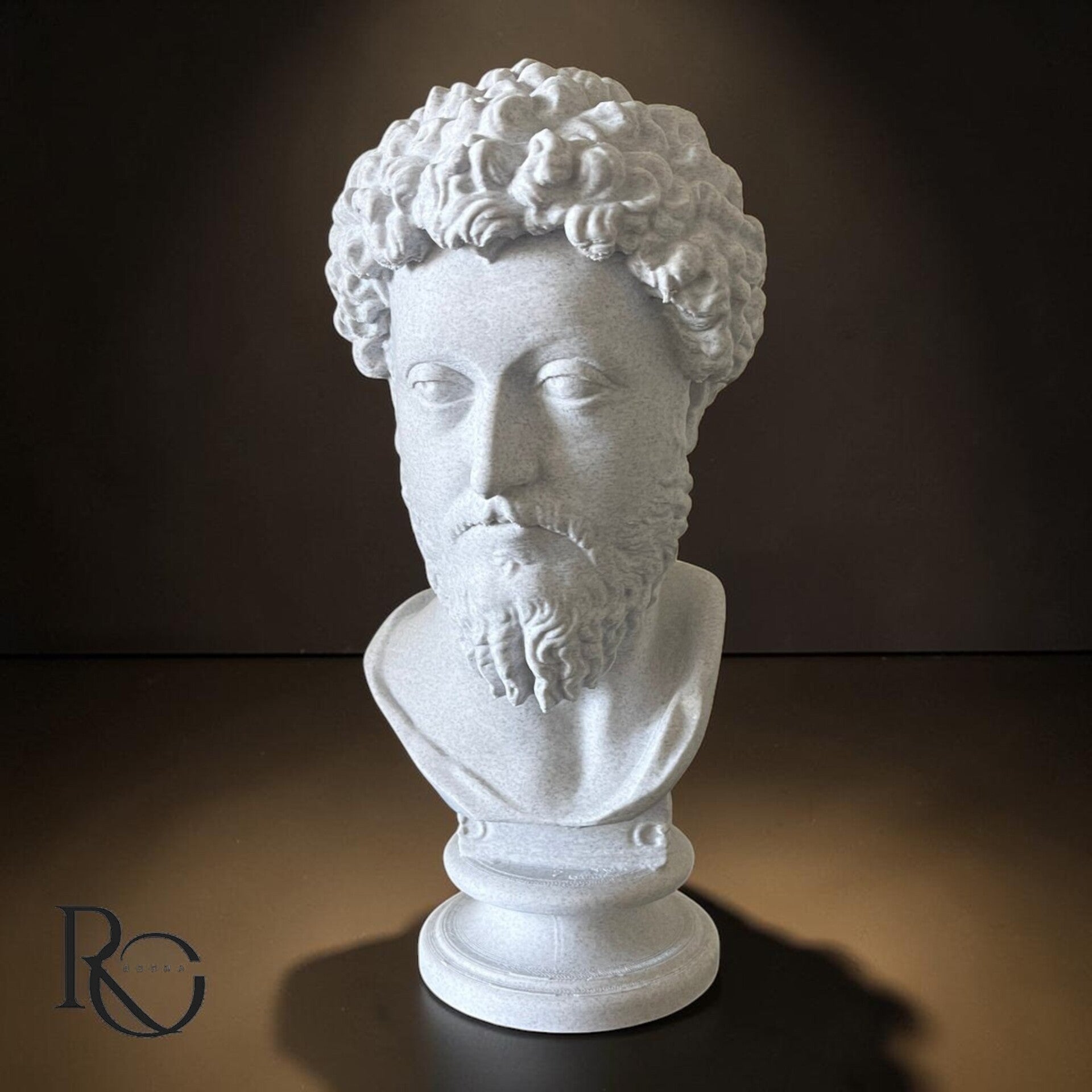 Marble Look Buste Marcus Aurelius – Klassieke Romeinse Sculptuur – 3D Print Beeld 24 cm