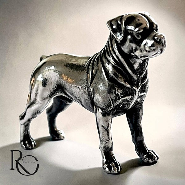 Handgegoten zilveren Rottweiler miniatuur 925 zilver.