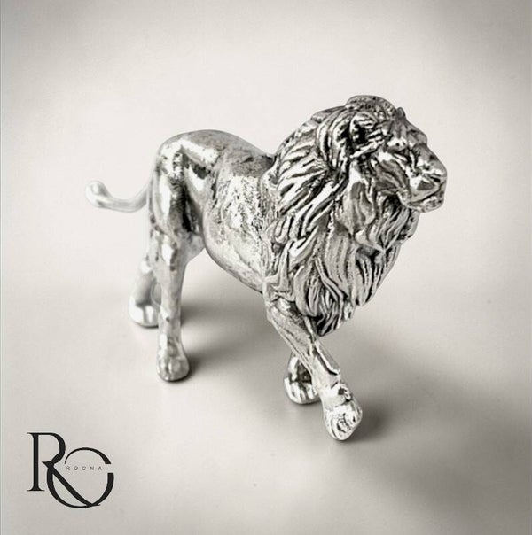 Massief Zilveren Leeuw Miniatuur – Handgemaakt 925 Sterling