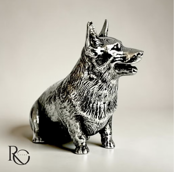 Zilveren miniatuur corgi (welsh corgi) – 925 sterling zilver