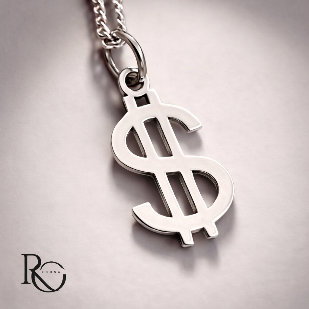 Zilveren Dollar Hanger 925 – $ Ketting incl. 45 cm (Roona)