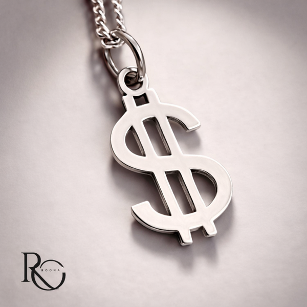 Zilveren Dollar Hanger 925 – $ Ketting incl. 45 cm (Roona)