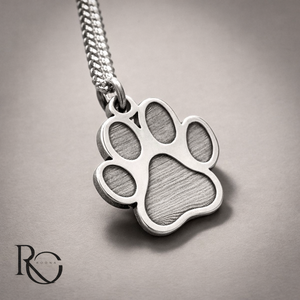 Zilveren honden pootafdruk hanger 925 met naam ketting 45 cm honden sieraad