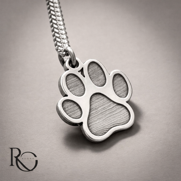 Zilveren honden pootafdruk hanger 925 met naam ketting 45 cm honden sieraad