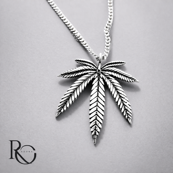 Sterling Zilveren Cannabisblad Hanger – 925 Zilver (incl. ketting)