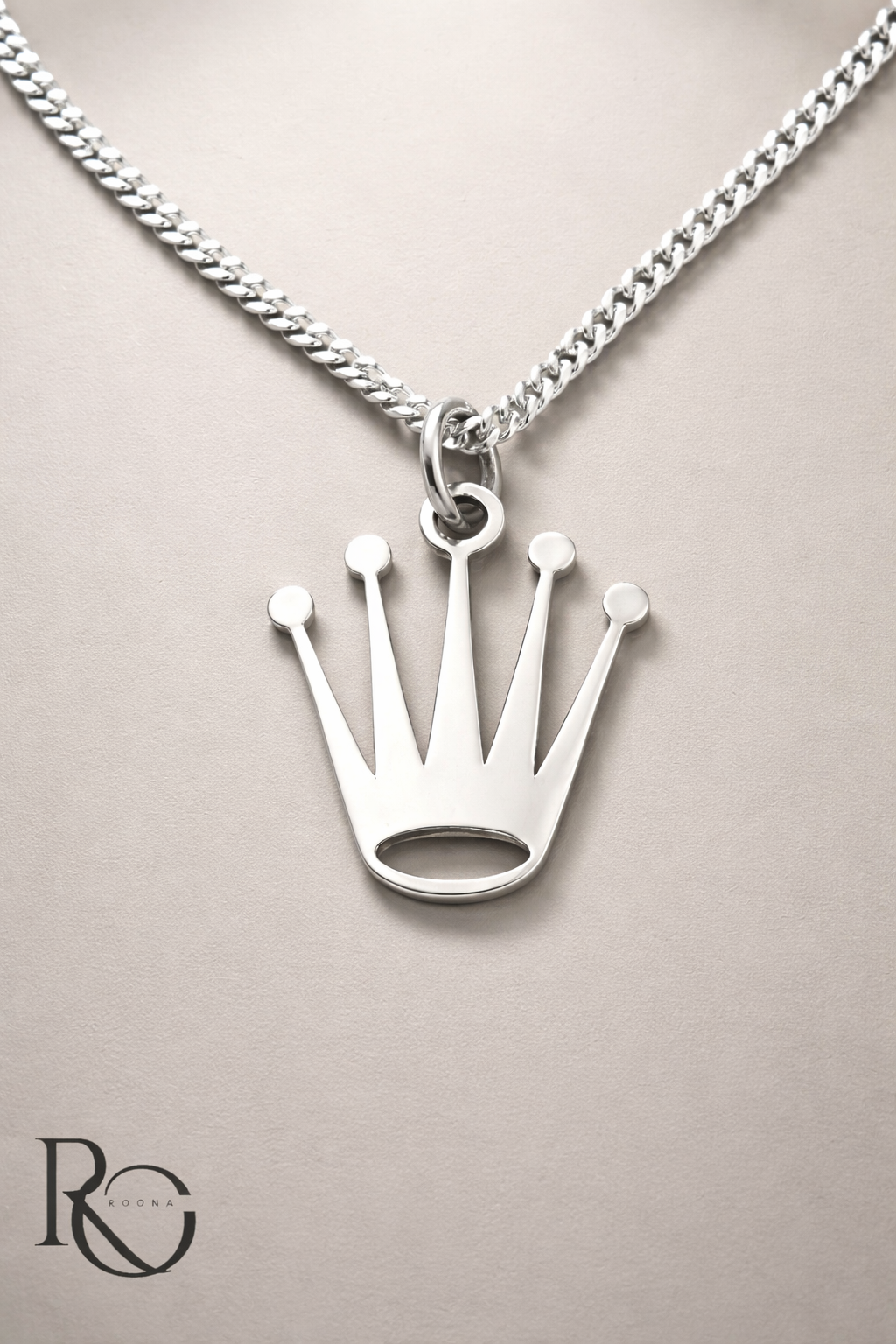 925 Zilveren Kroon Hanger met Ketting 45 cm – Tijdloos & Minimalistisch