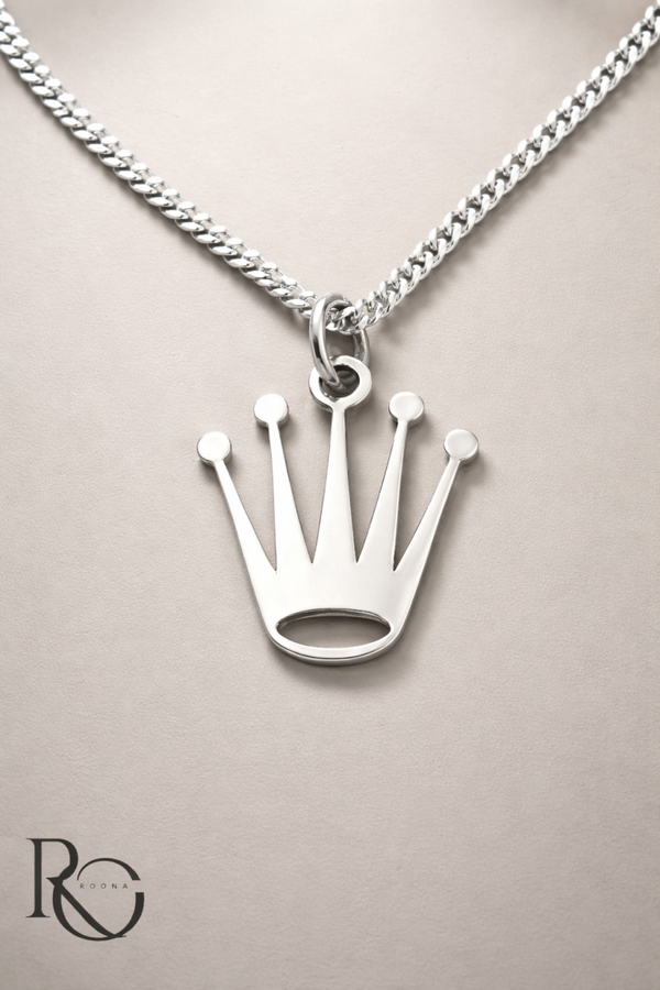 925 Zilveren Kroon Hanger met Ketting 45 cm – Tijdloos & Minimalistisch