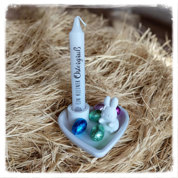 Herzkerzehalter mit chlinem Häsli