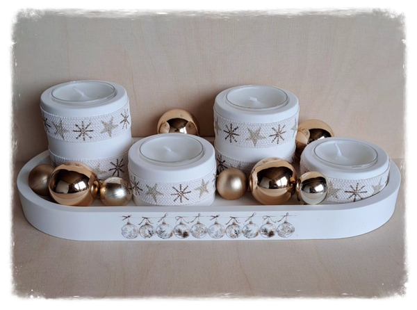 4er Kerzenhalter Frohe Weihnachten