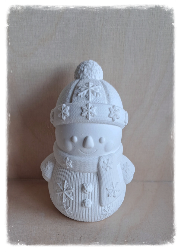 Schneemann mit Schneeflocken