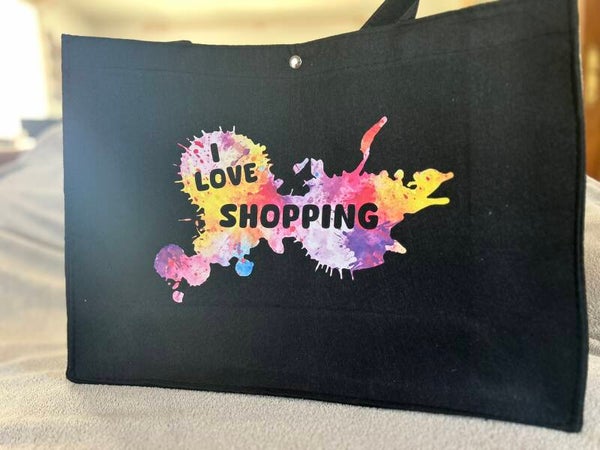 Vilten I LOVE SHOPPING BAG