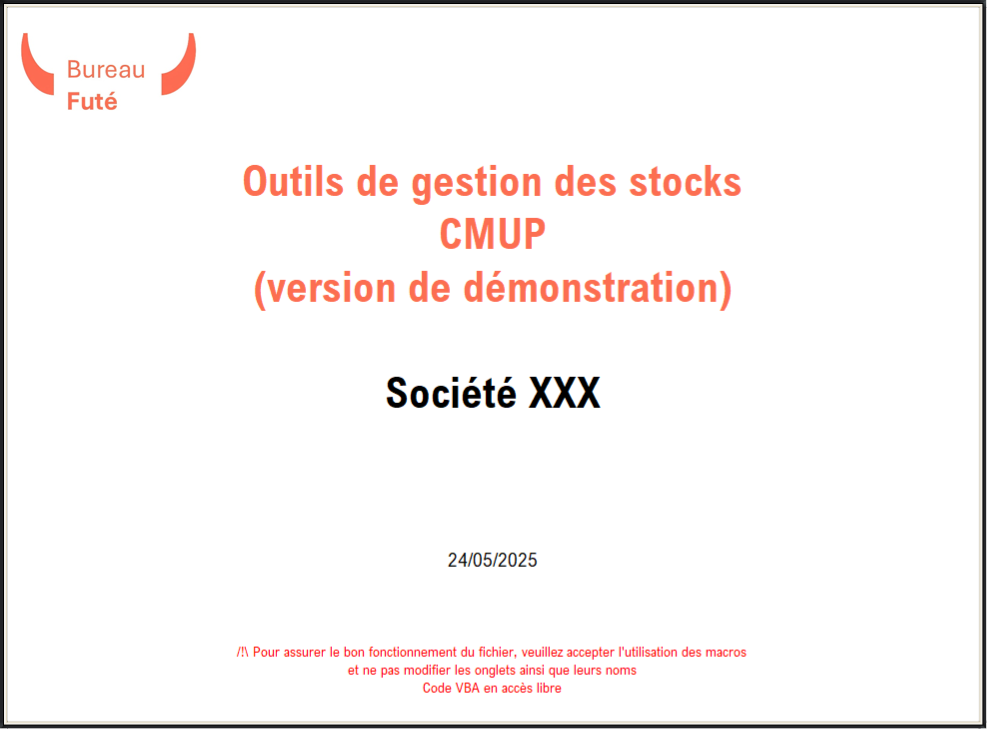 Template de gestion des stocks méthode CMUP