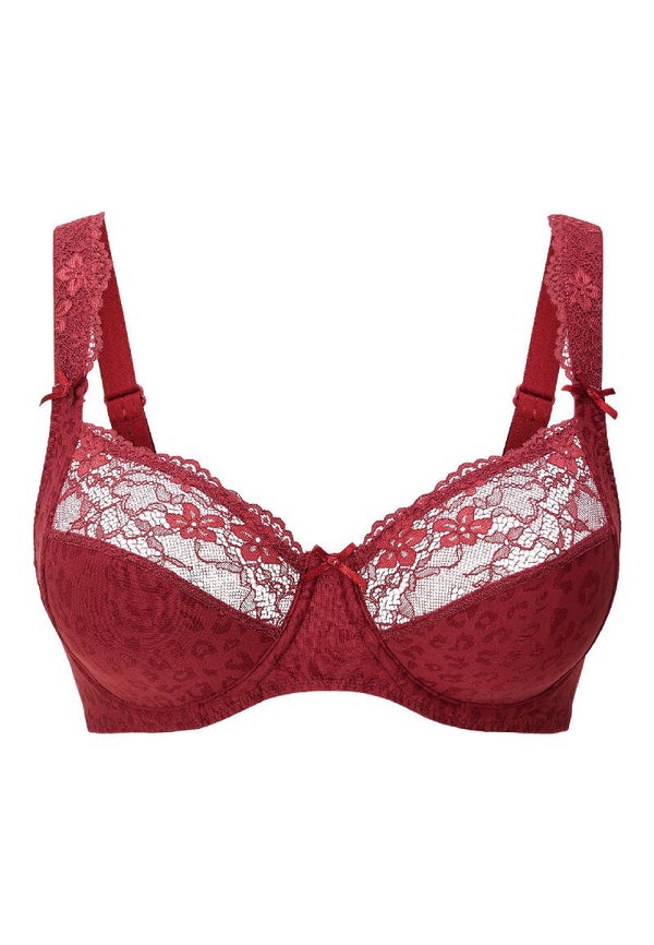 LingaDore Daily Wire BH - Plus Size Ruby Wine Jacquard