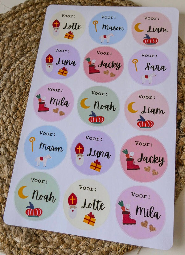 Gepersonaliseerde Sinterklaas Stickers Kleur