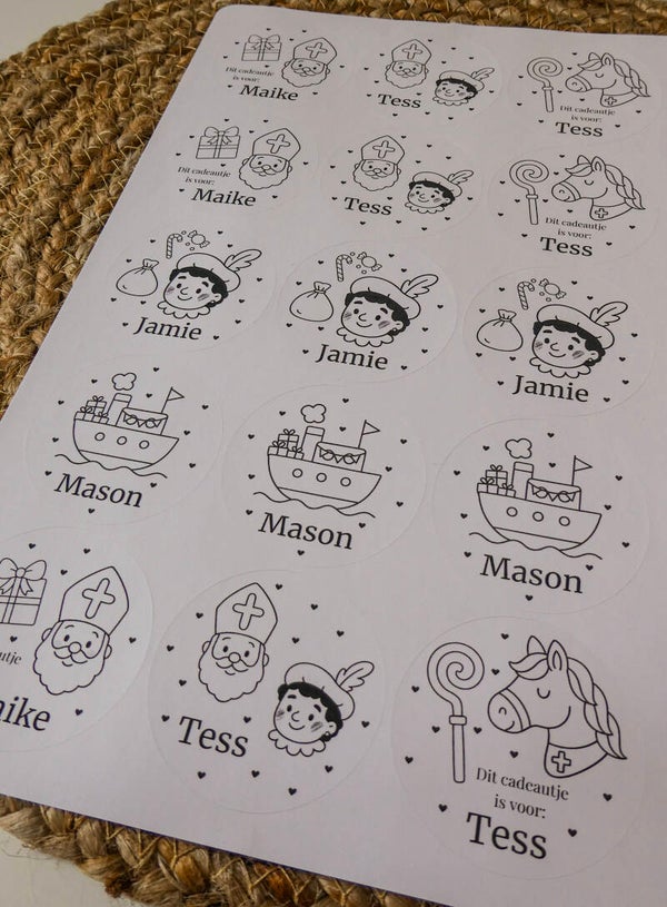 Gepersonaliseerde Sinterklaas Stickers Hartjes