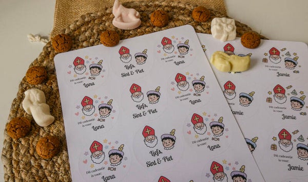 Gepersonaliseerde Sinterklaas Stickers Pastel
