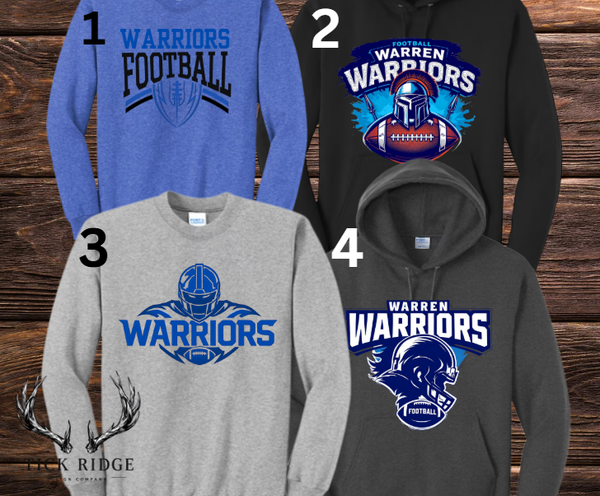 Warren Warriors Football Hoodies and Crews
