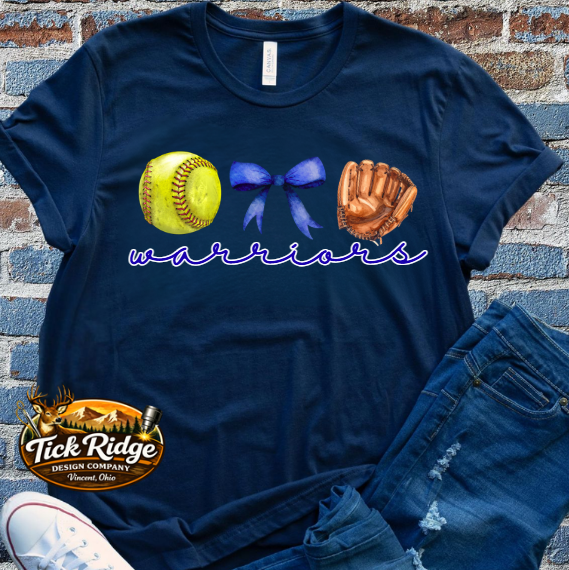 Warriors Softball Ball, Bow, Glove