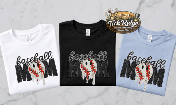 Faux Embroidery | Glitter Baseball Mom Tee