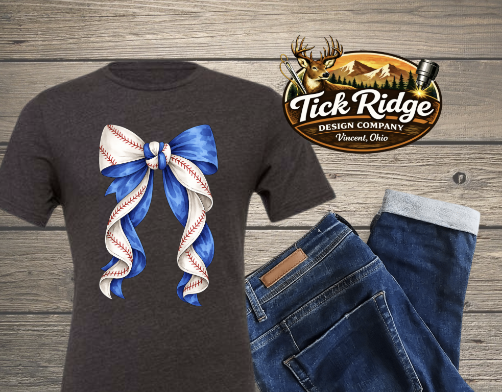 Baseball Bow Tee - Blue