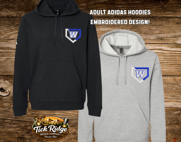 ADIDAS Adult Fleece Hooded/ Crew Sweatshirt: Plate Design