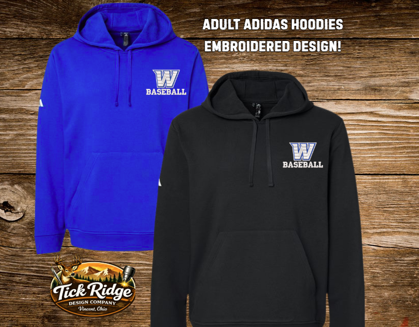 ADIDAS Adult Fleece Hooded/Crew Sweatshirt: W Baseball