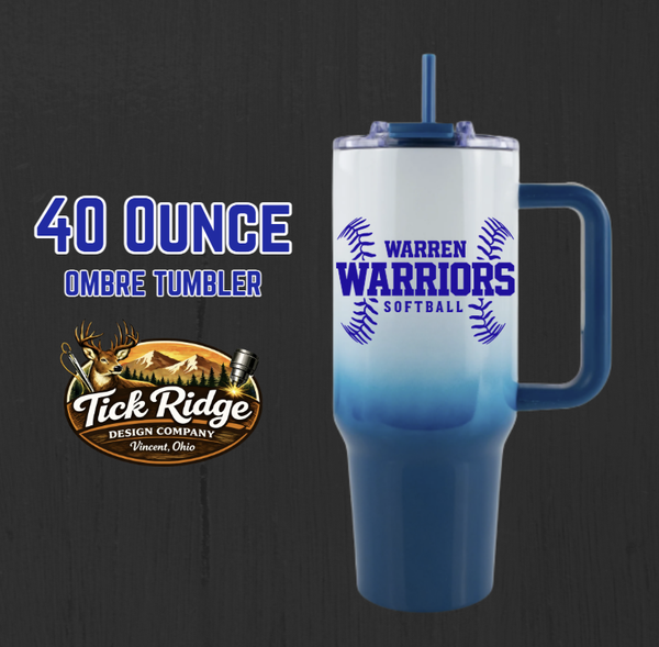 Softball 40 ounce Ombre Tumbler
