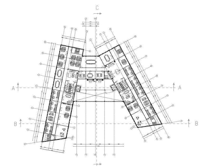 Plattegrond verdiepingen kantoorgebouw
