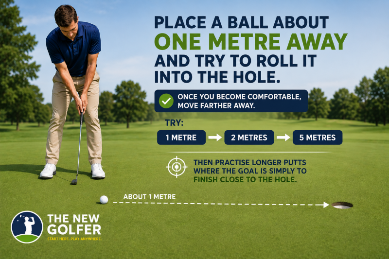 Beginner putting practice from one, two and five metres