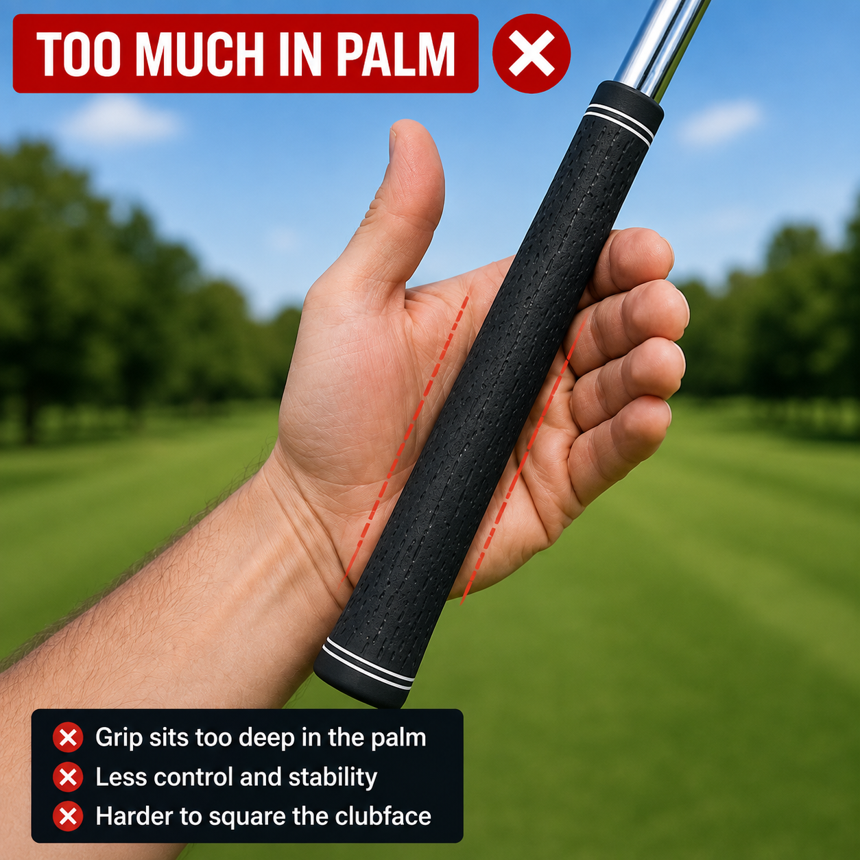 golf grip mistake too much in palm 