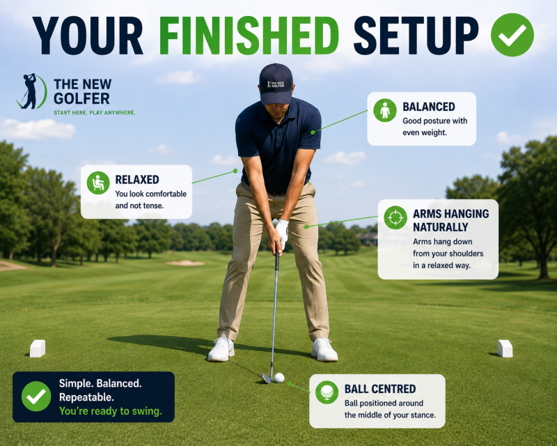 your finished golf stance and set up