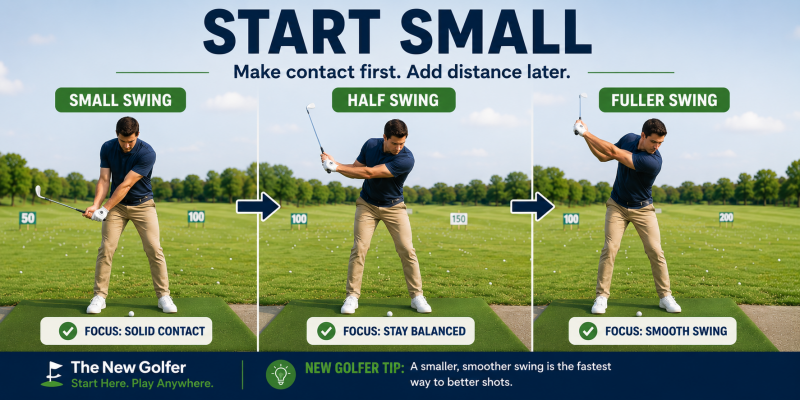 Swing practice at driving range