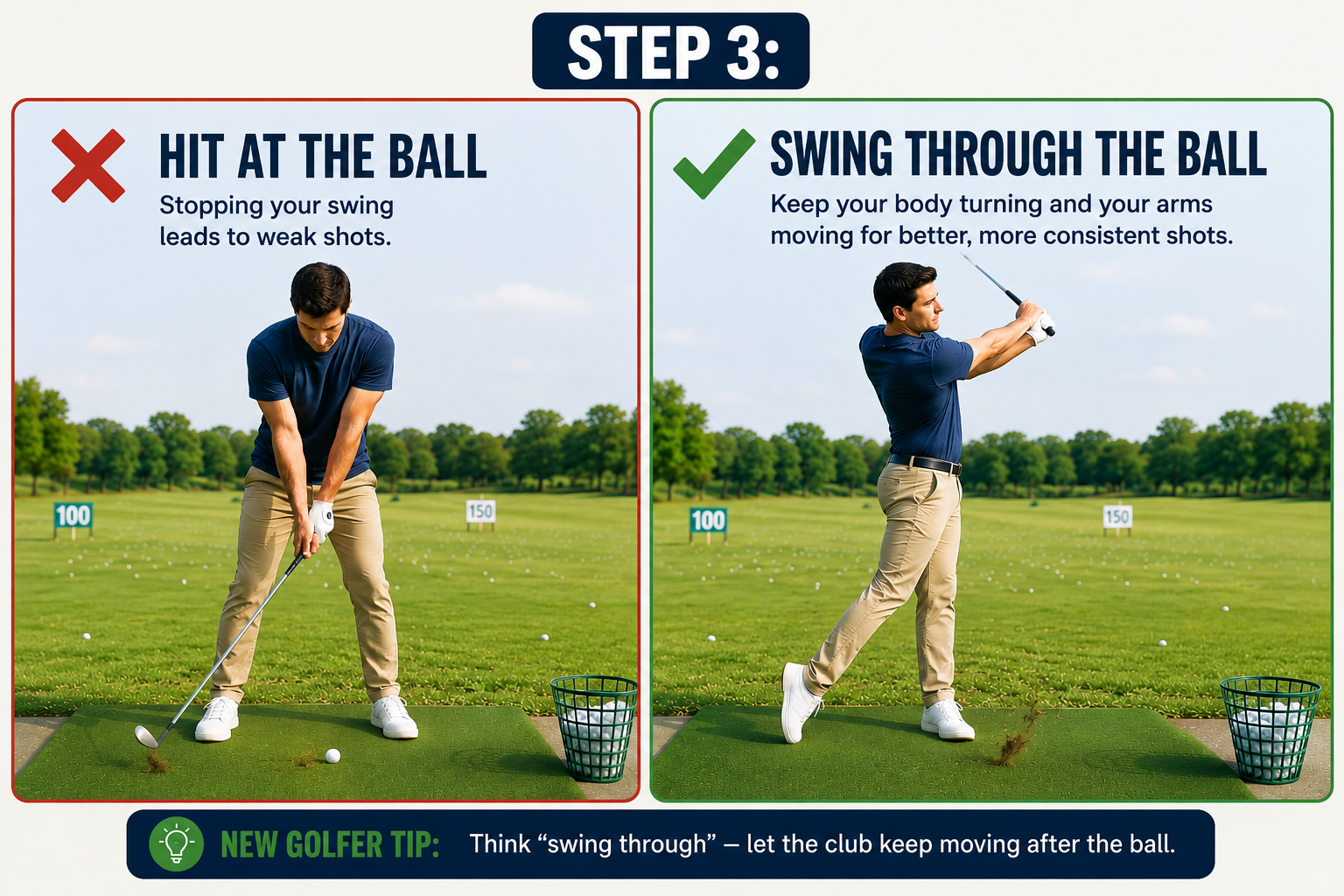 Step 3. Swing Through Dont hit at it